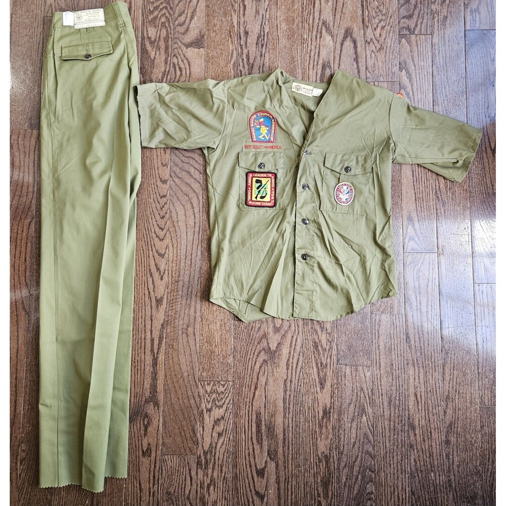 Vintage Boy Scouts Of America BSA Uniform Shirt And New Pants 28" Waist  Mens S